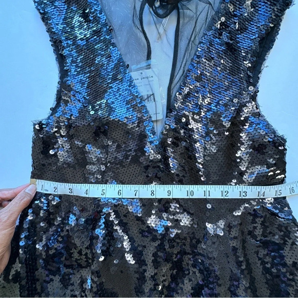 Free People New Dance til dawn black sequin mesh minidress XS - Picture 10 of 15